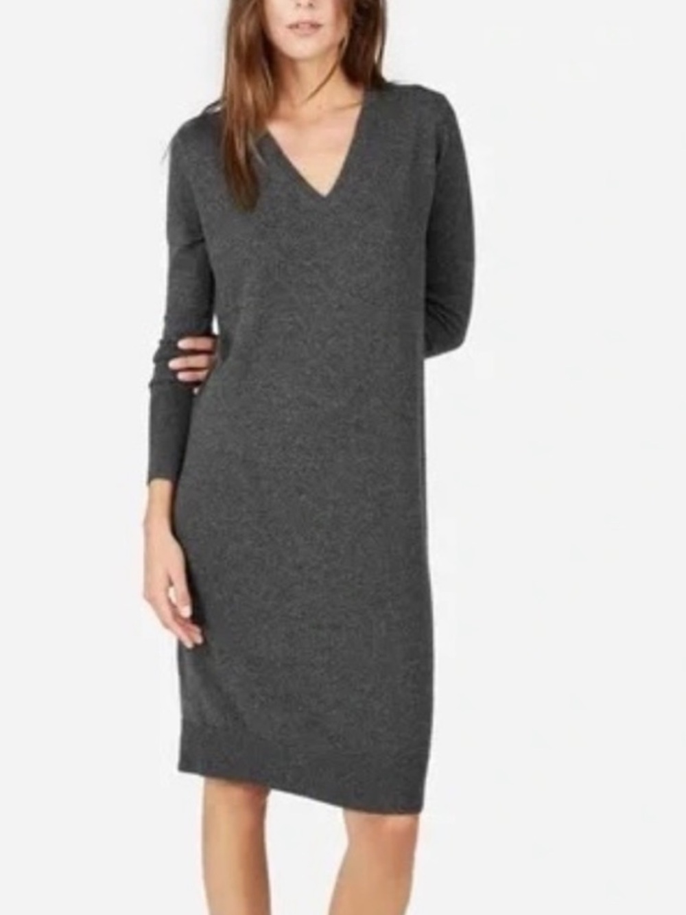 Everlane Charcoal Gray V-Neck Cashmere Sweater Dress Size S